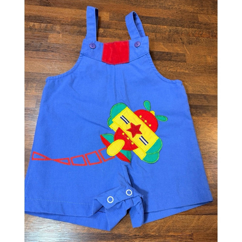 Vintage boy airplane overall romper size 12/18 months.